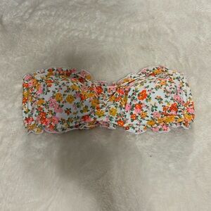 Floral strapless bikini top
